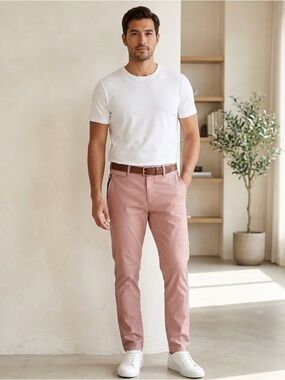 Tavik Mens Chinos 32 Rose Dust Arroyo Trouser Tapered Anti-Fit Cotton NWT 32x26